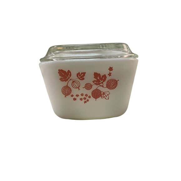 Vintage Pyrex Pink Gooseberry Refrigerator Dish w Lid Used USA Small Rectangle - Picture 5 of 16